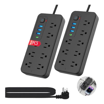 2 Piezas Multicontactos Usb 1250w Cable De Cobre De 2 Metros Con 8 Salidas+3 Usb+1 Tipo C 10a Cable Para Extensiones Electrica Color Negro Gris - $240.32 en Mercado Libre | PrecioMX