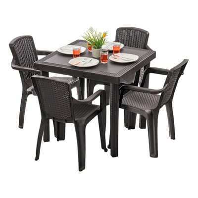 Juego De Comedor Plásticos Mq Infinity Tipo Rattan para Exterior Color Wengue