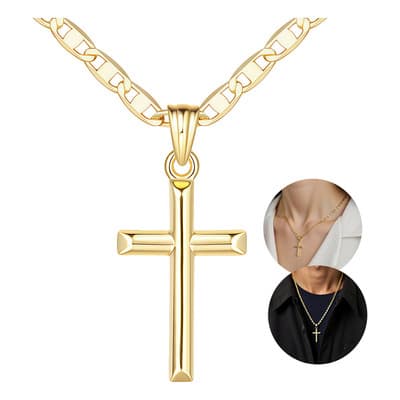 Vanance Cadena Acero Inoxidable Collares Y Cadenas Collar Cruz Collar Mujer Cadenas Para Hombre 50+5cm Color Dorado - $95.74 en Mercado Libre | PrecioMX