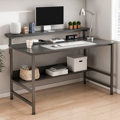 Escritorio Office Para Home Ejecutivo Estudiantil 110x45 Cm escritorio minimalista,escritorio para computadora con Marco de soporte,escritorio industrial con Estante de almacenamiento negro