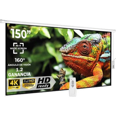 Pantalla Para Proyector 150 Pulgadas Formato 16:9 Hd Wide Screen Electrica Retráctil Lona Black Out Blanca Empotrable A La Pared Ganancia 1.2 Ángulo 160° Audiotek Compatible Cualquier Proyector - $2,999.00 en Mercado Libre | PrecioMX