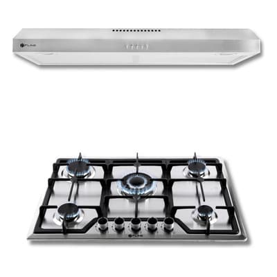 Combo Parrilla De Gas Y Campana Extractora 80 Cm | Lu5ta80 Color Gris