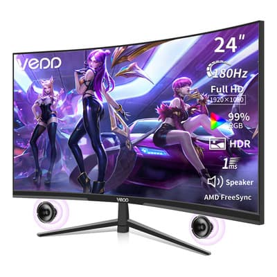 Monitor Gamer Curvo 24 Pulgadas Vedd 180hz 1ms Full Hd Freesync Altavoces Integrados Hdmi Dp Para Pc Xbox Ps4 Ps5 Negro - $2,084.94 en Mercado Libre | PrecioMX
