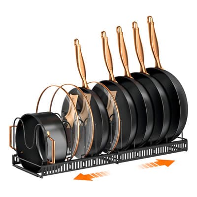 Novangua Expandible Estantes Y Soportes Para Ollas Y Sartenes De 14 Capas Para Cocina Organizador De Ollas Y Sartenes Extraible De 2 En 1 2 Métodos De Bricolaje 6 Almohadillas De Silicona Negro - $251.23 en Mercado Libre | PrecioMX