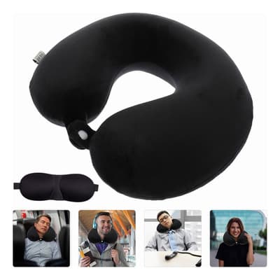 Almohada Cervical de Viaje Palmera Mx para Cuello de Memory Foam en U Negra