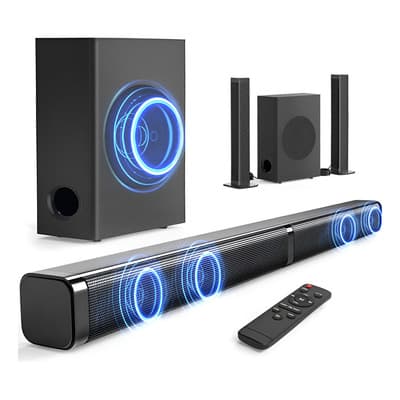 Barra De Sonido 2.1 Canales Con Subwoofer 200w Home Theater Bt100 Teatro En Casa Color Negro 20hz-18khz