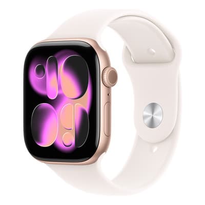 Apple Watch Series 11 GPS • Caja de aluminio color oro rosa de 46 mm • Correa deportiva rosa rubor – S/M - Distribuidor Autorizado