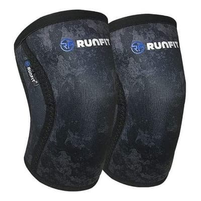 Par Rodilleras De Neopreno 7mm Crossfit Gym Powerlifting Color Negro Neblina Talla G