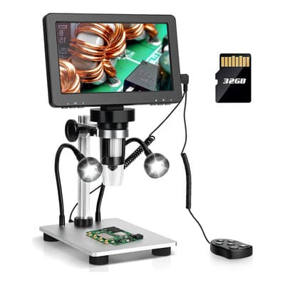 Microscopio Digital Lcd 7 In Con Aumento 1200x 1080hd 32gb Sd Tarjeta De Memoria,zurevalo