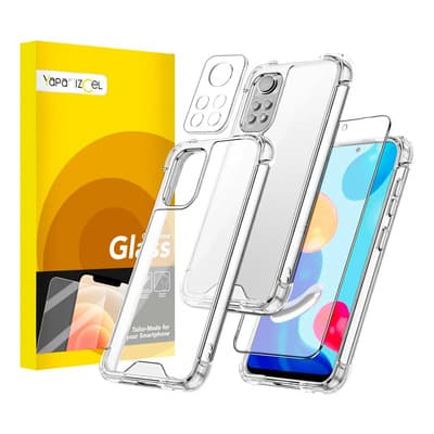 Funda Para Xiaomi Redmi Note 11 Case Uso Rudo + Mica Cristal Tempaldo 9h Sin Bordes+ Protector De Cámara Cristal Templado Transparente Liso - $93.95 en Mercado Libre | PrecioMX