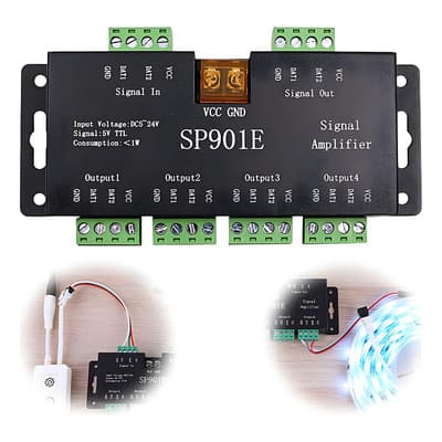 Solviora Para Sp901e Amplificador De Señal Led Pixel Ws2812b Ws2811, Compatible Con Ws2801, Ws2811, Ws2812b, Ws2813, Ws2815, Sk6812, Sk9822 Y Otros Tiras Led Rgb Dirigibles, Programable, 5v-24v. - $168.00 en Mercado Libre | PrecioMX