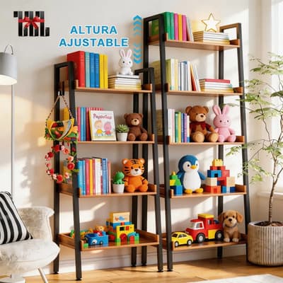 Furrific® Cmestantería De Escalera De 5 Niveles 60*30*170cmEstante Abierto Para Almacenamiento, Estantería Industrial Y Estantería Para Libros Alta Con Ganchos, Estantes De Cocina Dormitor