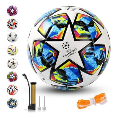 Mrelihlm Balón De Fútbol Soccer Entrenamiento Champions Stars No.5 Alta Resistencia Oficial Tamaño 5 Partido Escuela Club Cancha Recreativo Gimnasio Niños Jóvenes Adultos Azul Marino