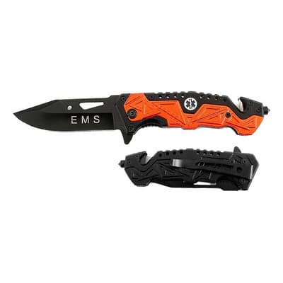 Navaja Táctica Médica Naranja Tactical Plegable Negro Naranja 9cm