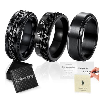 Leawede 3pzs Anillo Hombre De Titanio Acero Inoxidable Minimalista 9(19mm) Regalos Para Hombres Anillo Anti Ansiedad Regalos San Valentin - $78.30 en Mercado Libre | PrecioMX