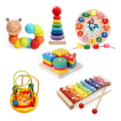 Glowlin® Juguetes De Estimulación Temprana Para Niños, 6 Uds. Color Rojo, Juguetes Didacticos Para Niños, Juguetes Sensorial Montessori Educativos,