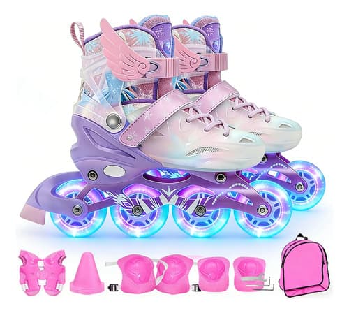 Patines En Línea Niñas Ajustable Con Led Protecciones Conos - $699.65 en Mercado Libre | PrecioMX