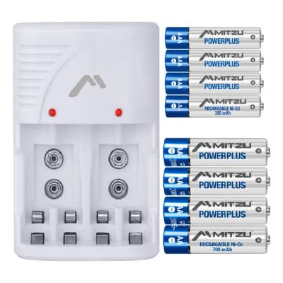 8 Pilas Recargables: 4aaa + 4aa Mitzu Cargador De Baterias Recargables Con Protección De Calentamiento Clavija Retráctil Plástico Abs - $321.60 en Mercado Libre | PrecioMX