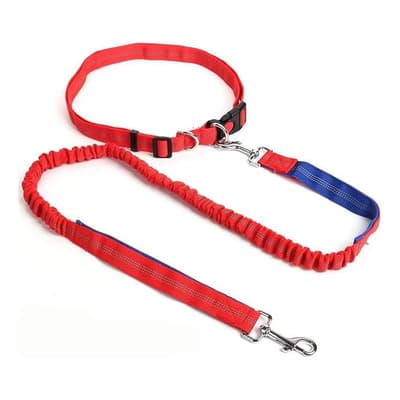 Correa Perro Manos Libres Ejercicio Correr Cintura Elastica Rojo/azul