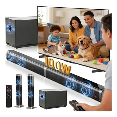 Home Theater 100w Barra De Sonido Y Subwoofer Con Bluetoothbarra De Sonido Con Subwoofer 100w Home Theater 2.1 Canales... Negro 127/220v