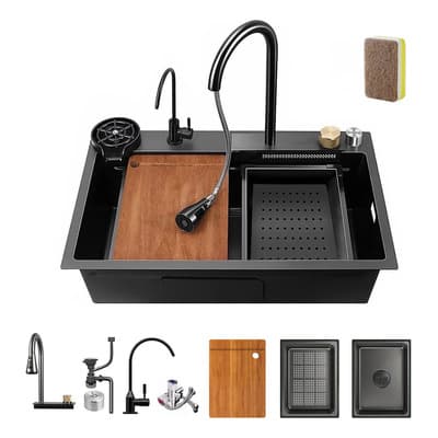 Cobbedream Tarja Fregadero De Cocina Cascada Acero Inoxidable304 80*45*22cm Negro - $1,746.00 en Mercado Libre | PrecioMX