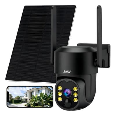 2nlf® 5mp 5g Solar Inalámbricos Cámara De Seguridad Exterior Color Negro