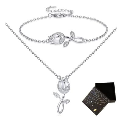 Collar Y Pulsera De Tulipán Dije Plata 925 Regalo Para Mujer Plateado - $279.00 en Mercado Libre | PrecioMX