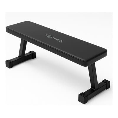 Banco Plano Atom Fitness | Ergonómico Y Base Estable Negro
