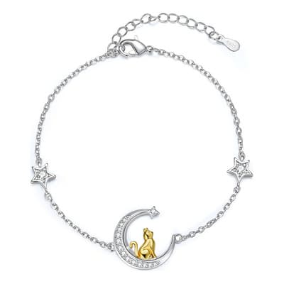 Pulseras De Gato Luna Plata 925 Para Mujeres Dorado 21 Cm Gooluu - $169.65 en Mercado Libre | PrecioMX