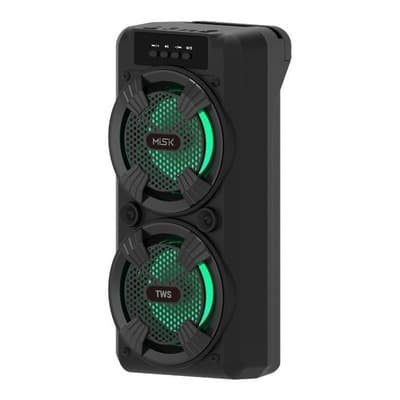 Misik - Bocina Bluetooth 2 X 4 Bafle - Luces Led - Tws Color Negro