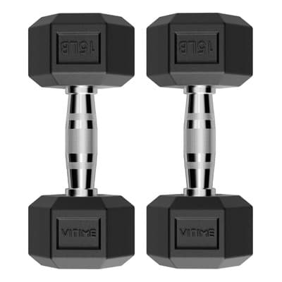 2 Mancuernas Hexagonales De Caucho 6.8 Kg 15 Lb Gym