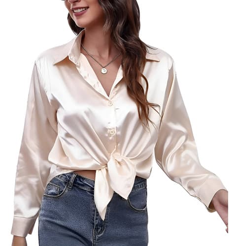 Blusas De Moda Bonitas Camisa Oversize Satin Manga Larga - $174.85 en Mercado Libre | PrecioMX