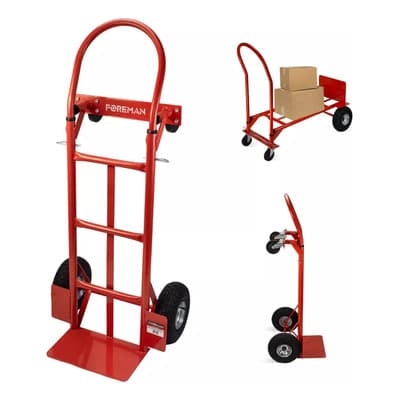 Diablo De Carga 400 Kg Plataforma Ruedas Neumáticas Carrito Rojo
