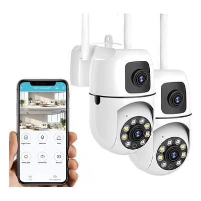 Cámara De Seguridad Wifi Doble Lente Visión Hd 4mp 2 Piezas Color Blanco - $586.28 en Mercado Libre | PrecioMX