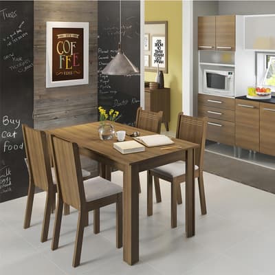 Juego de Comedor con Mesa Rectangular y 4 Sillas Madesa Rosie Color Marrón/Beige
