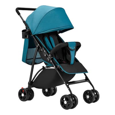 Carriola Carreola Para Bebé Reclinable De Bastón Plegable Color Azul Jade Estructura Negro