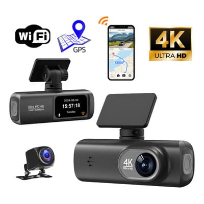 Cámara Para Carro 4k Frontal Y Trasera 1080p,tarjeta 32gb,doble Dashcam Para Auto Con Grabación Bucle, Visión Nocturna, Modo Parking Y App Control, Soporta Hasta 256gb