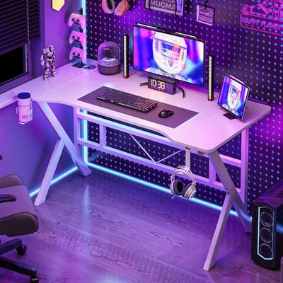 Mesas De Computación Mesas Gamer Escritorio Gamer En L De Fibra De Carbono Escritorio De Oficina, Mesa De Juego Blanco