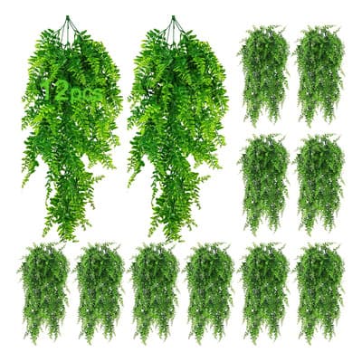 Banna 12pzs Helechos Planta Artificial Colgante Boda Fiesta Pared Color Verde - $208.60 en Mercado Libre | PrecioMX