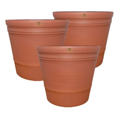 3 Macetas Grandes Interior Exterior Plástico 13lts Moderna Color Café Claro Color