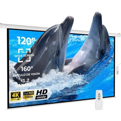 Pantalla Para Proyector 120 Pulgadas Formato 16:9 Hd Wide Screen Retráctil Electrica Lona Black Out Blanca Empotrable A La Pared Ganancia 1.2 Ángulo 160° Audiotek Compatible Cualquier Proyector - $2,399.00 en Mercado Libre | PrecioMX