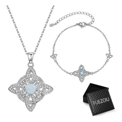 Fuezoiu 2pz Collar Con Dije Pulseras Brazalete Nudo De Brujas Joyeria Acero Inoxidable Collar Moda Plata 925 Mujer Regalo - $117.60 en Mercado Libre | PrecioMX