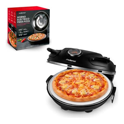 Horno Electrico Para Pizza Piedra Ceramica Real 30cm 450°c Negro