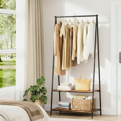 Gomyhome Rack Organizador Ropa Closet Percheros De Madera Marrón