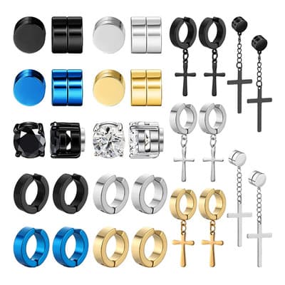 30 Piezas Aretes Falsos Piercing Hombre Imán Acero Cruz Negro Gooluu Varios - $169.65 en Mercado Libre | PrecioMX