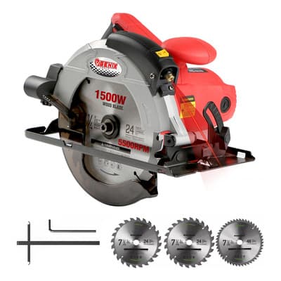 Sierra Circular Genix Tools 76321L, 185 mm, 1.5 kW, con Guía Láser para Corte Preciso en Madera, Cortadora de Disco Herramientas Eléctrica con 3 Discos