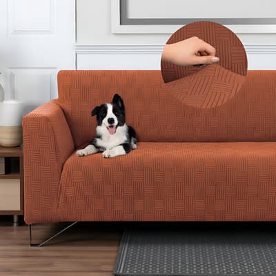 Protector Cubre Sala Elástico Ajustable -3 Pzas- Real Textil Terracota - $1,199.20 en Mercado Libre | PrecioMX