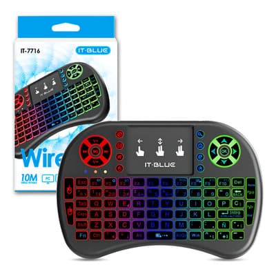 Mini Teclado USB It-Blue IT-7716 RGB QWERTY Touchpad 91 Teclas