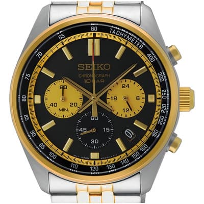 Reloj Seiko Hombre Chronografo Ssb430p1 Correa Plateado Y Dorado Bisel Negro Y Dorado Fondo Negro - $6,479.10 en Mercado Libre | PrecioMX