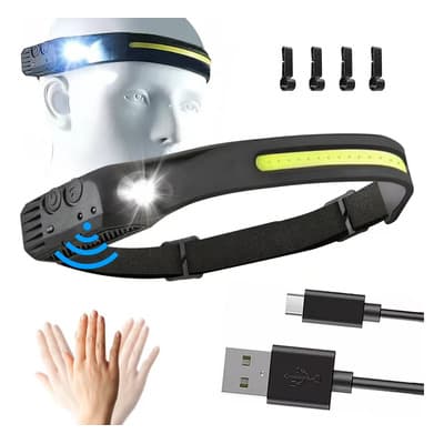 Naiwant® Lámpara De Cabeza Led Cob Recargable-usb Con Sensor Imperme Luz Roja Blanca 8 Modos De Iluminación Con Gancho Adecuado Para Senderismo, Escalada, Pesca Y Acampada Blanco/rojo Negro - $84.50 en Mercado Libre | PrecioMX